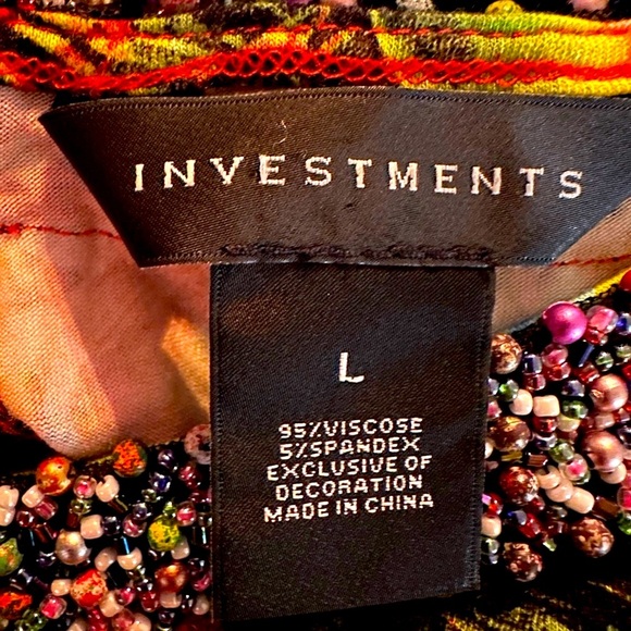 Investments multicolor beaded neckline midi dress size L - Picture 8 of 8